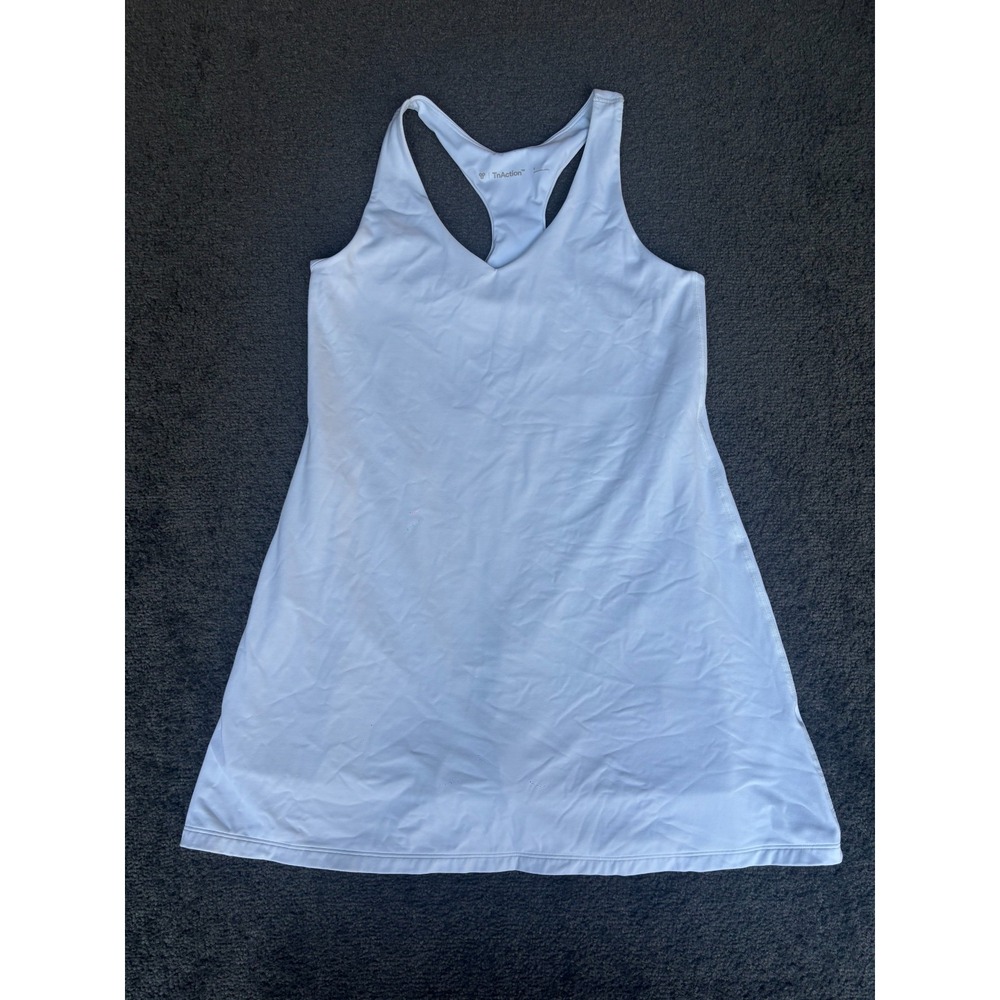 Tnaction Tank Top Women's Large White Nylon Stretch Racerback V-Neck Pullover